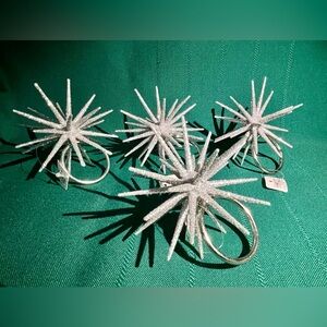 4 MCM Starburst Atomic Star Napkin Rings CRATE & BARREL NorthStar New with Tags